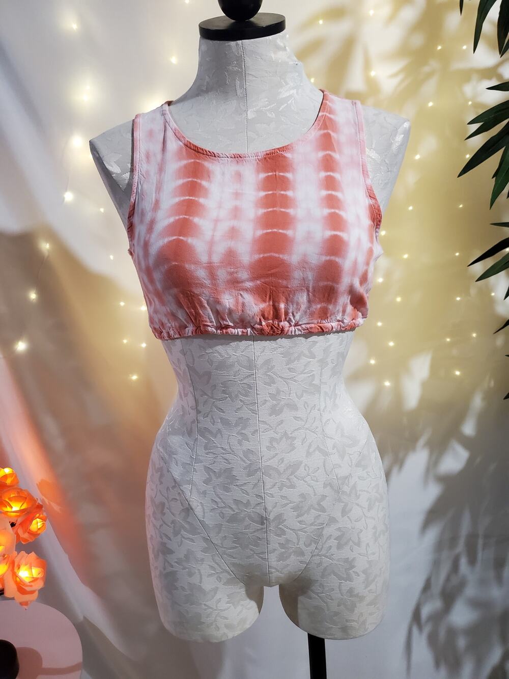 a.n.a Tie Dye Cropped Bralette Keyhole Neck Sleeveless Top Womens Size S Hippie